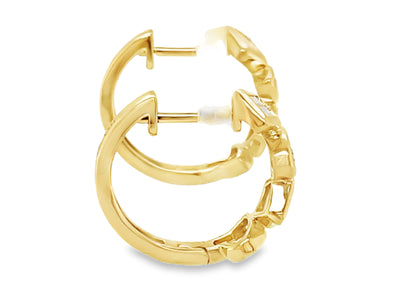 14K Yellow Natural Diamond Hoop Earrings