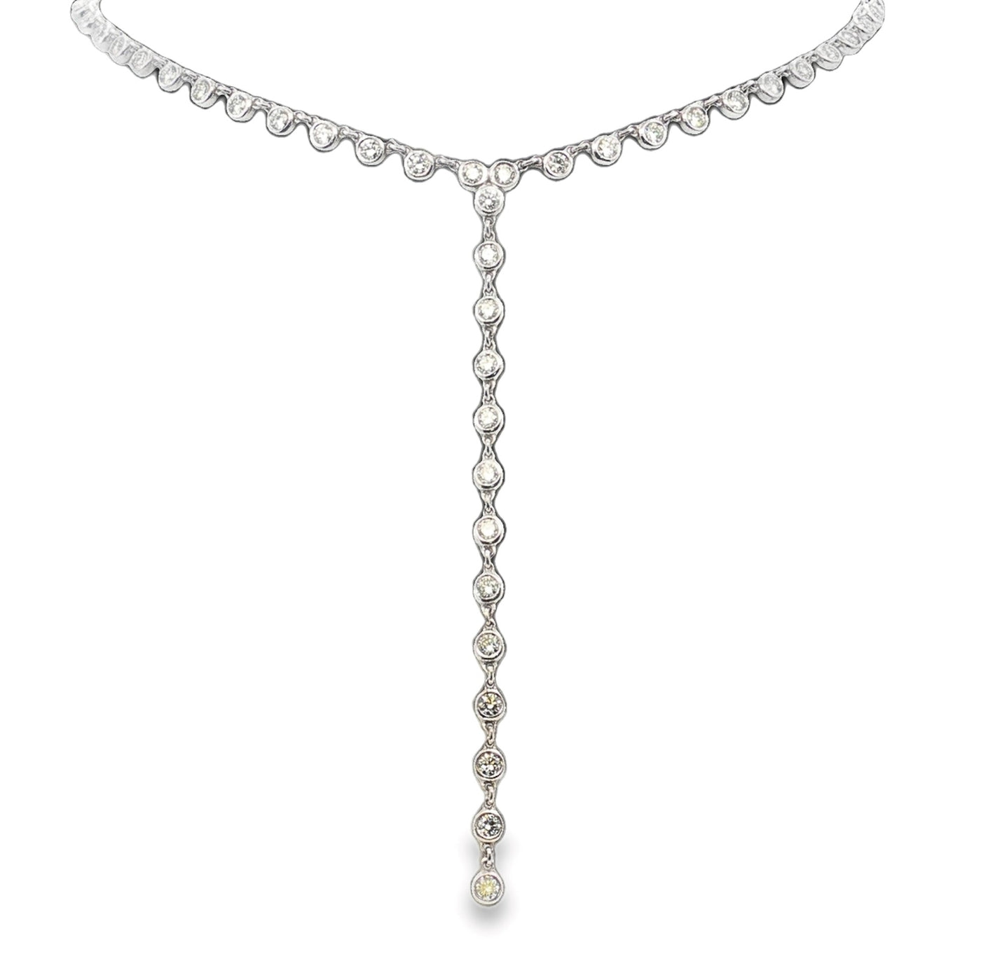 14K White Gold Natural Diamond Drop Necklace