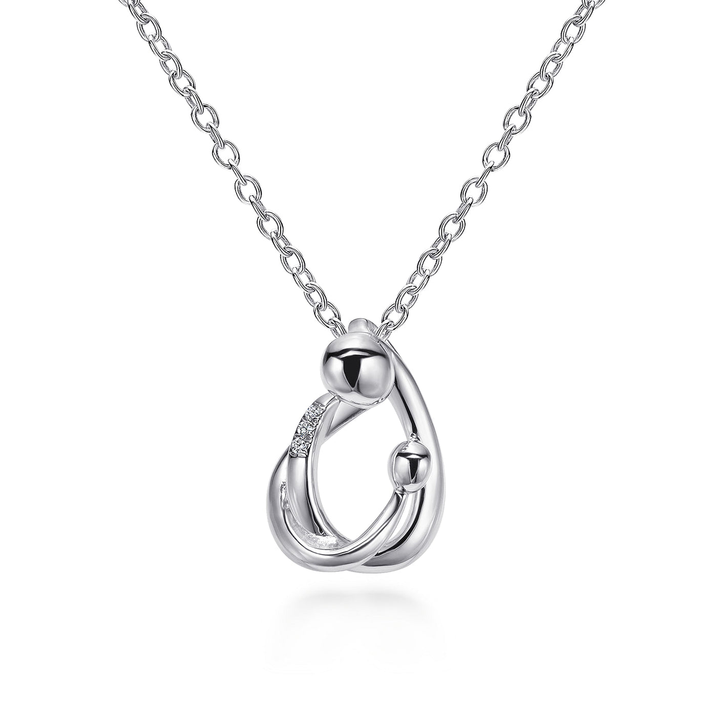 Sterling Silver Natural Diamond 18 inch Necklace