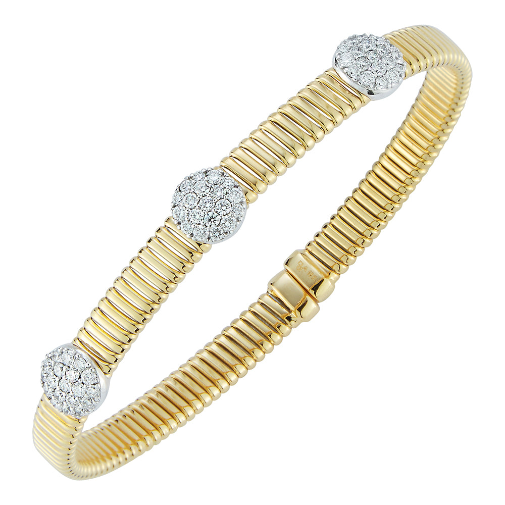 18K Yellow & White Natural Diamond Cuff Bracelet