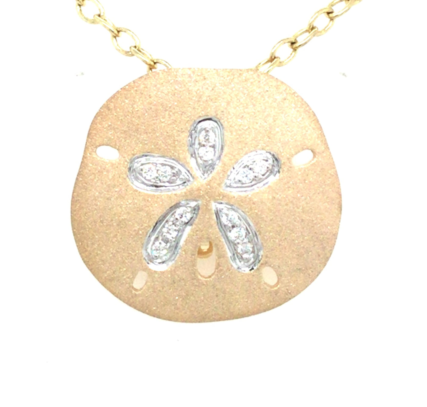 14K Yellow & White Sand Dollar Natural Diamond Pendant