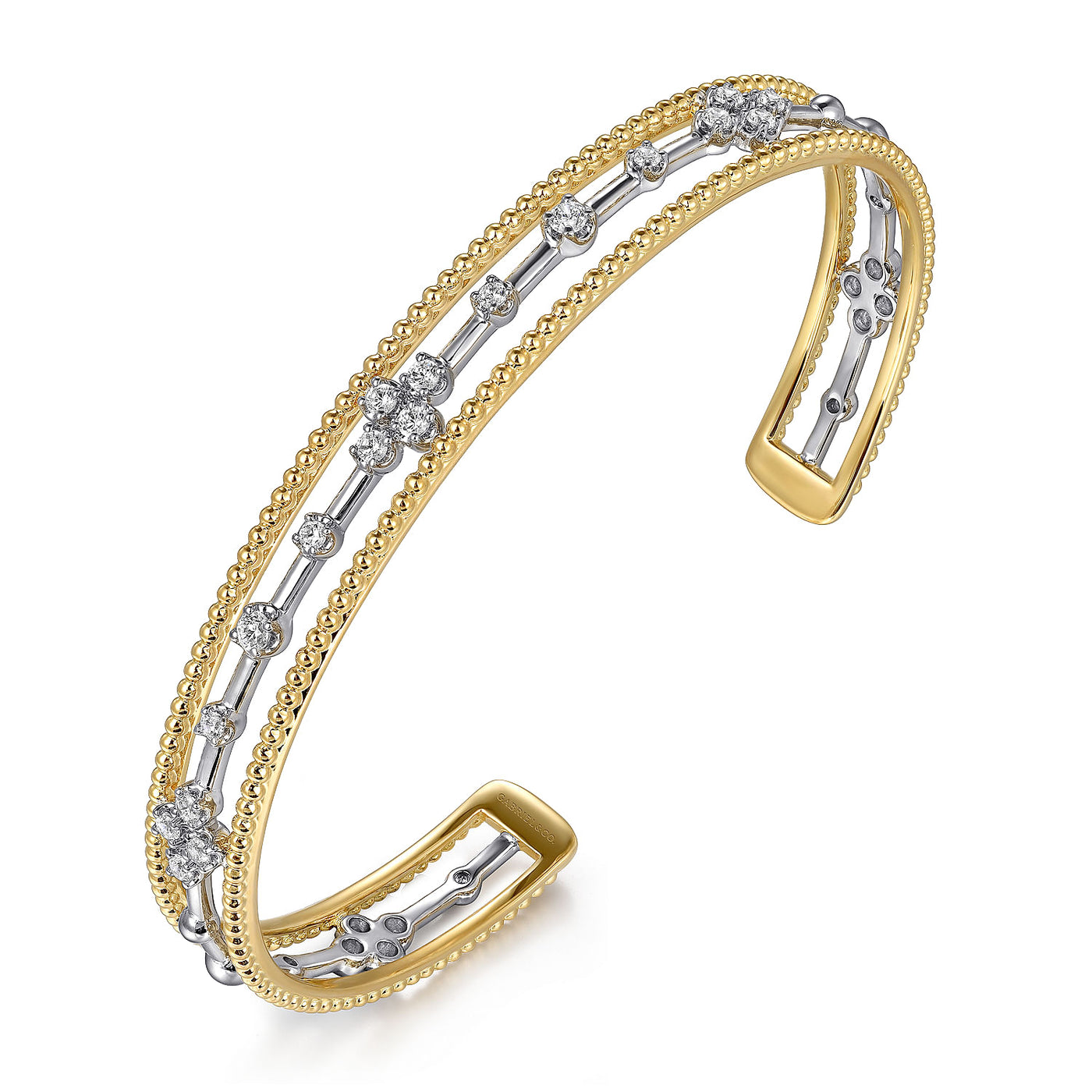 14K Yellow Natural Diamond Cuff Bracelet