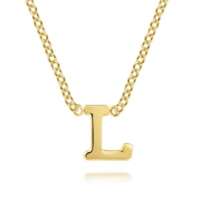 14K Yellow Letter "L" Necklace 17.5 inch