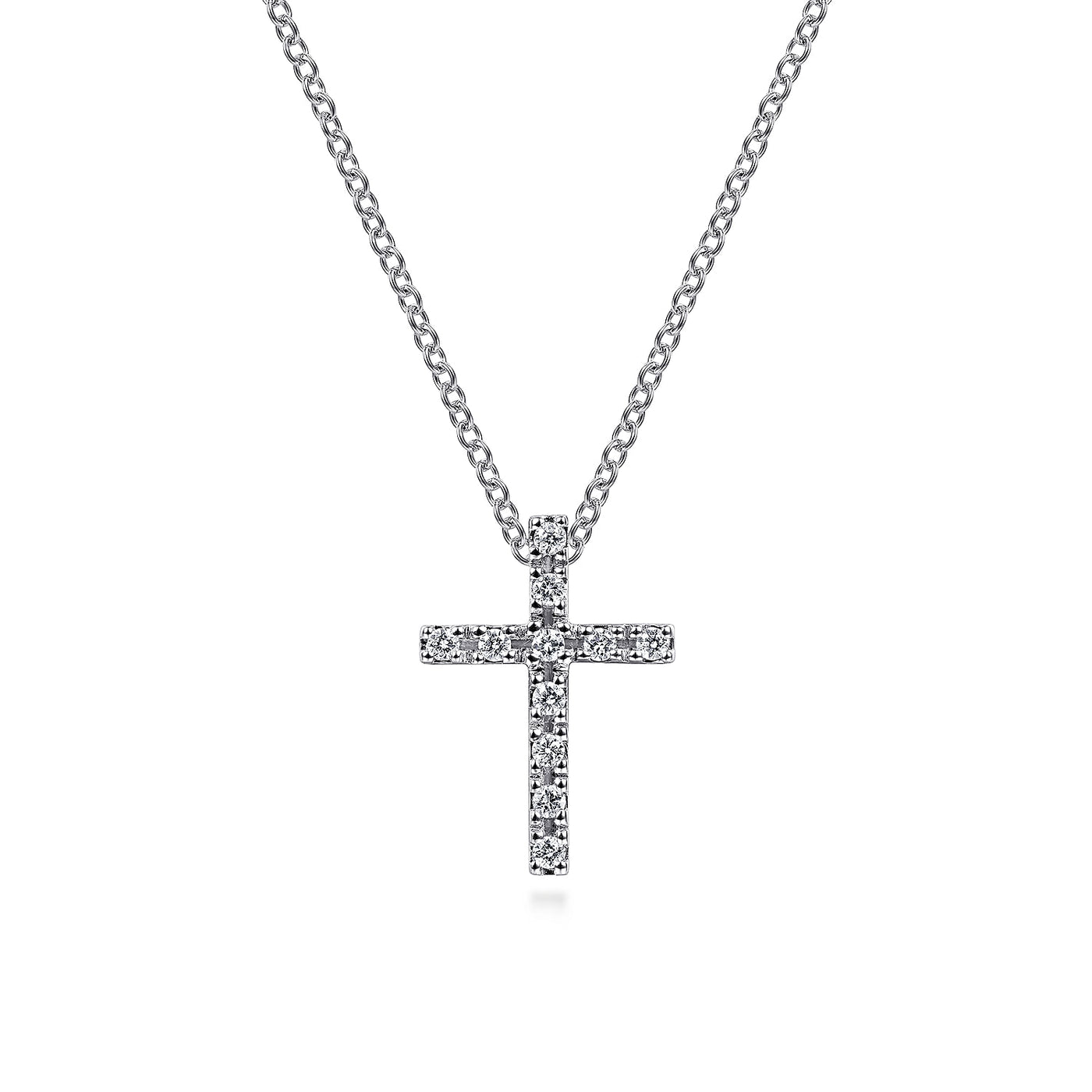 14K White Natural Diamond 18 inch Necklace