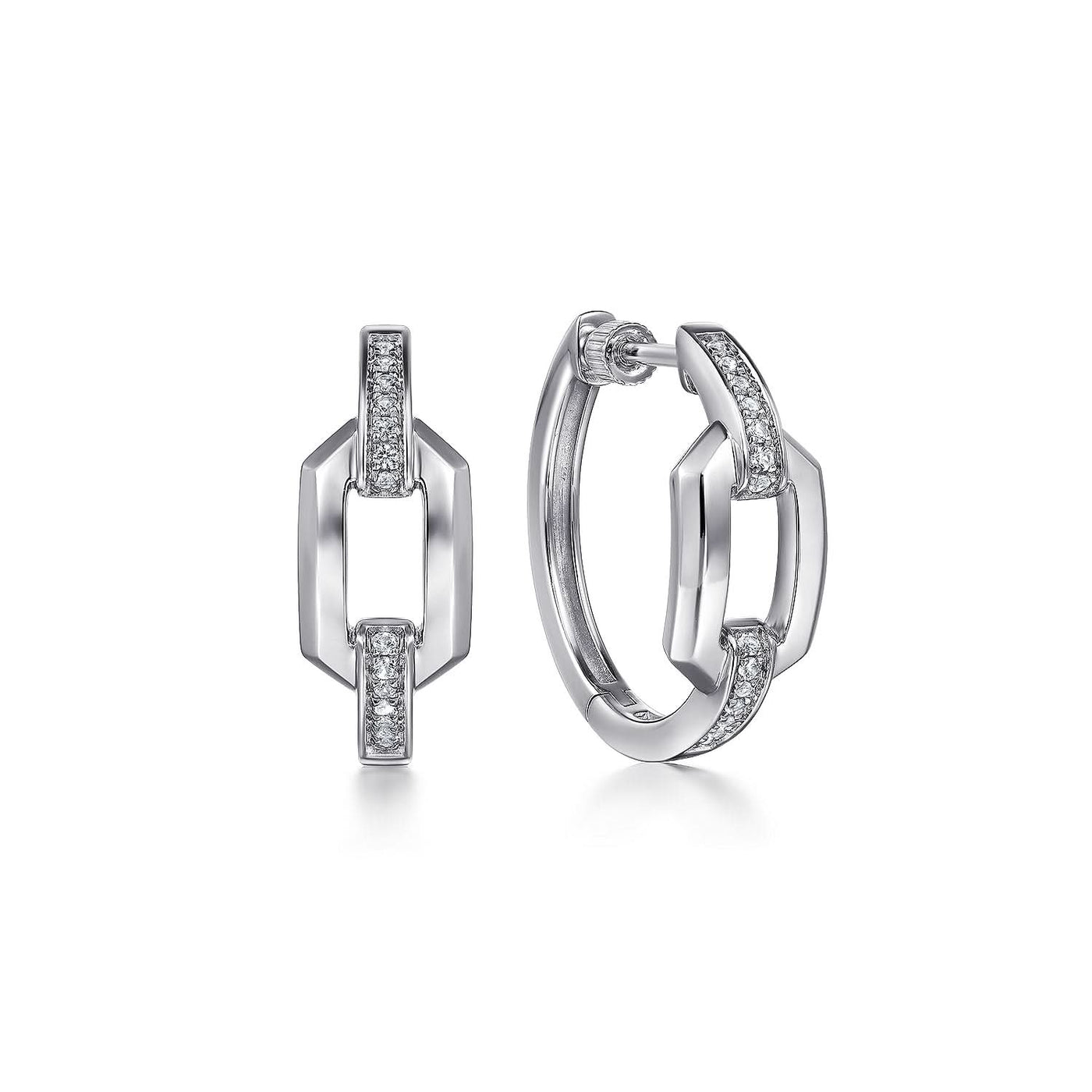 Sterling Silver White Sapphire Hoop Earrings