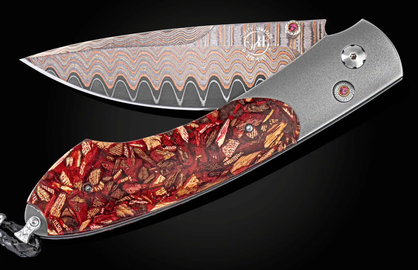William Henry "BLEND" Pinot Noir Chips with "Copper Wave" Damascus Steel Blade