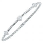 18K White Natural Diamond Cuff Bracelet