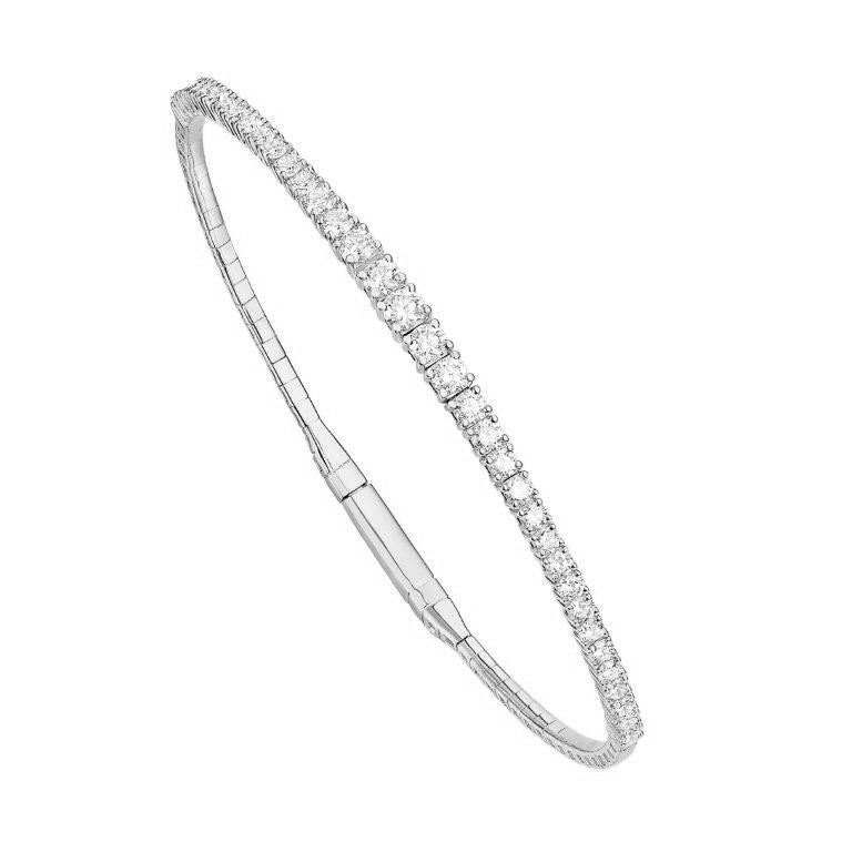 14K White Lab Grown Diamond Bangle Bracelet