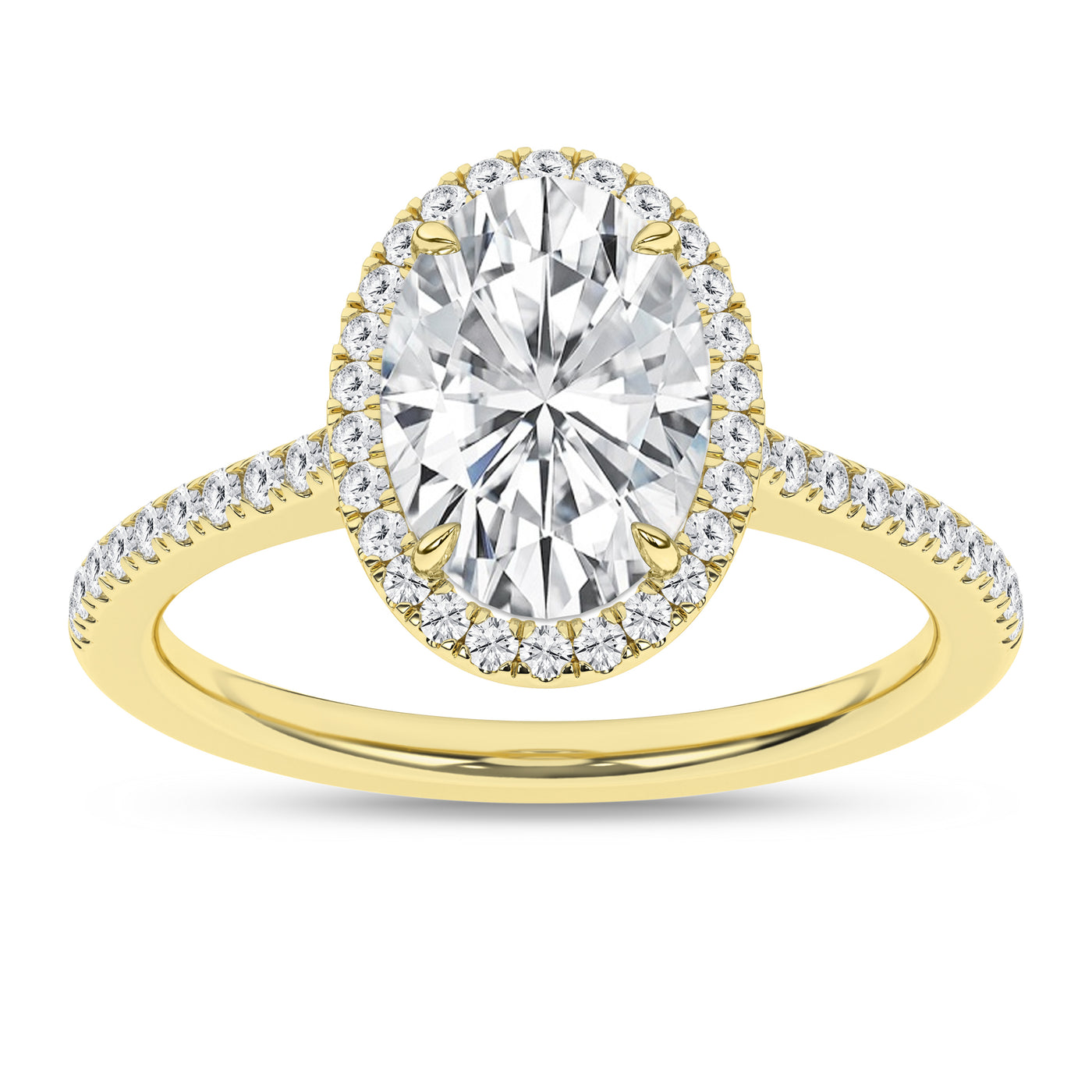 14K Yellow Oval Lab Grown Diamond Halo Engagement Ring