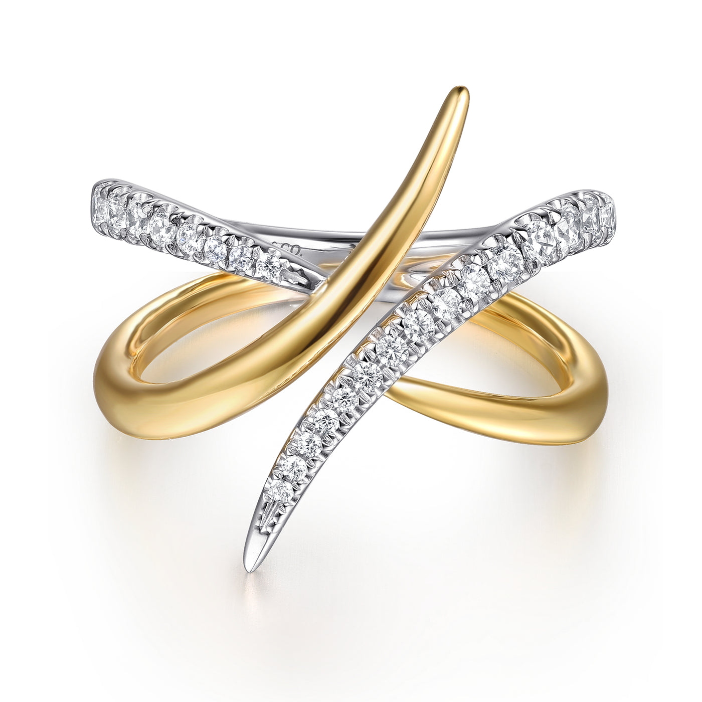 14K Yellow & White Bypass Natural Diamond Ring Size 6.5