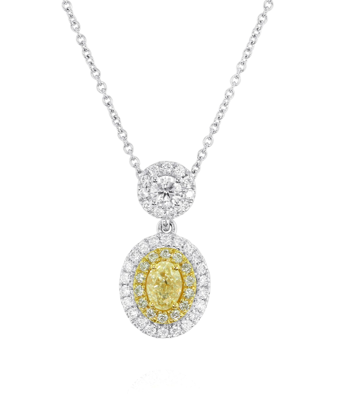 18K White & Yellow Natural Diamond 18 inch Necklace