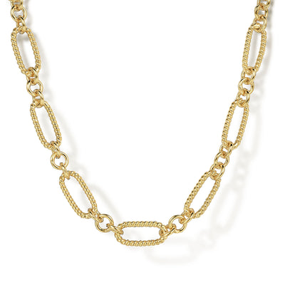 14K Yellow Open Link Necklace 24 inch