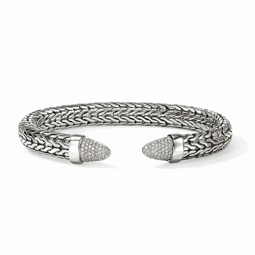 Sterling Silver Natural Diamond Spear 50 Collection Bracelet