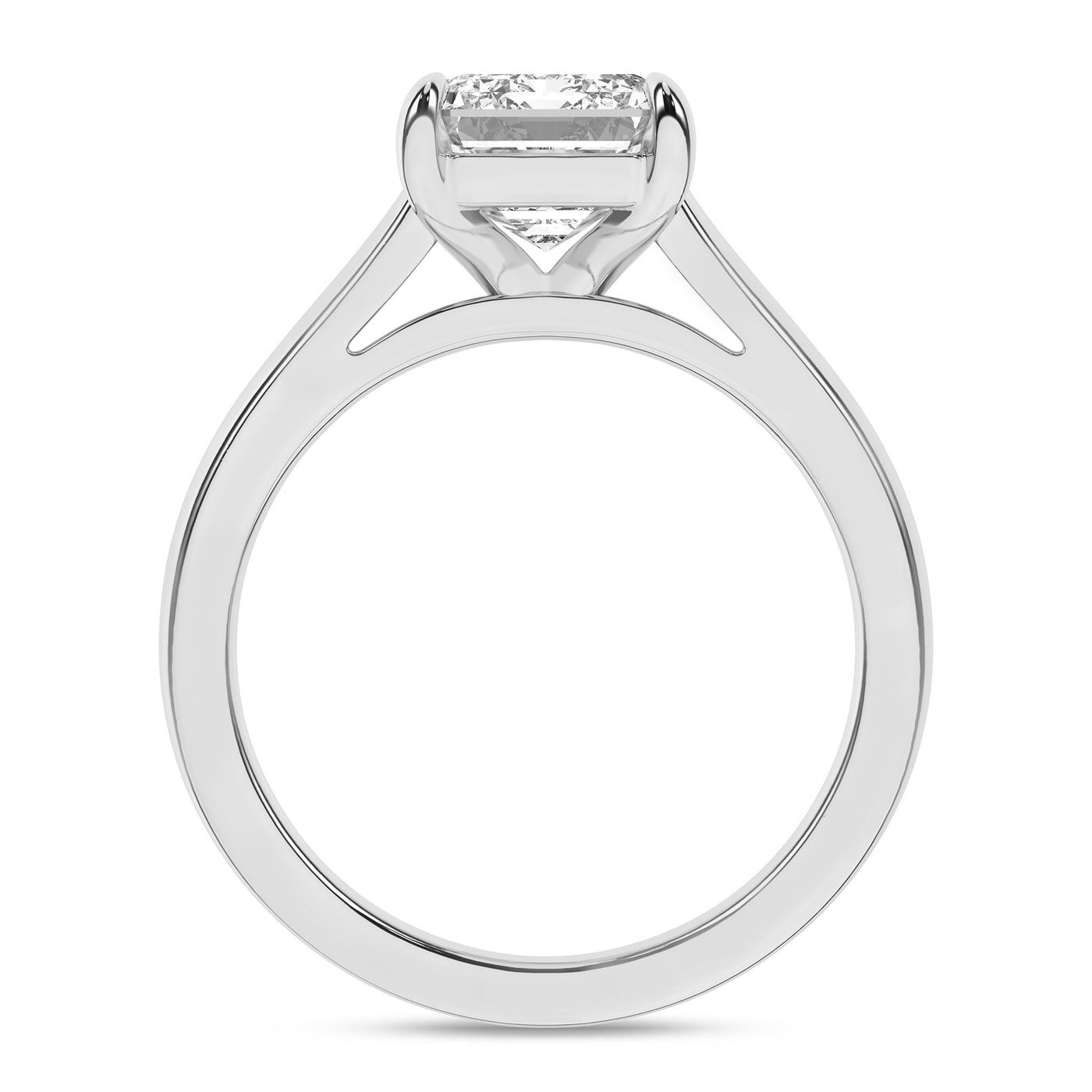 14K White Emerald Cut Lab Grown Diamond Solitaire Engagement Ring