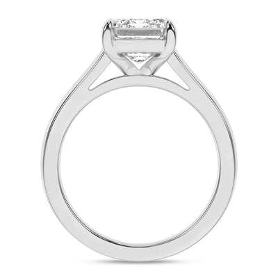 14K White Emerald Cut Lab Grown Diamond Solitaire Engagement Ring