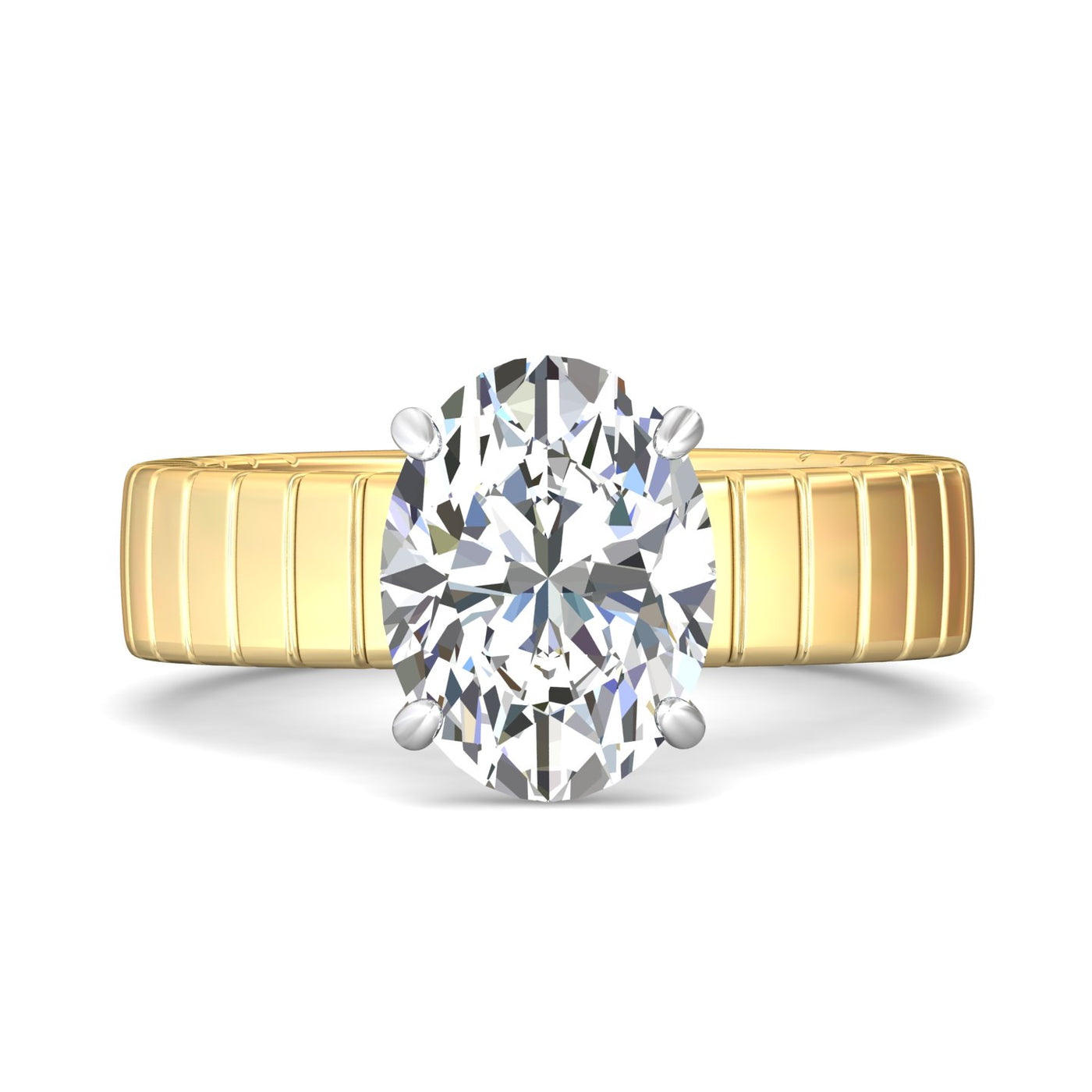 14K Yellow & White Oval Lab Grown Diamond Solitaire Engagement Ring