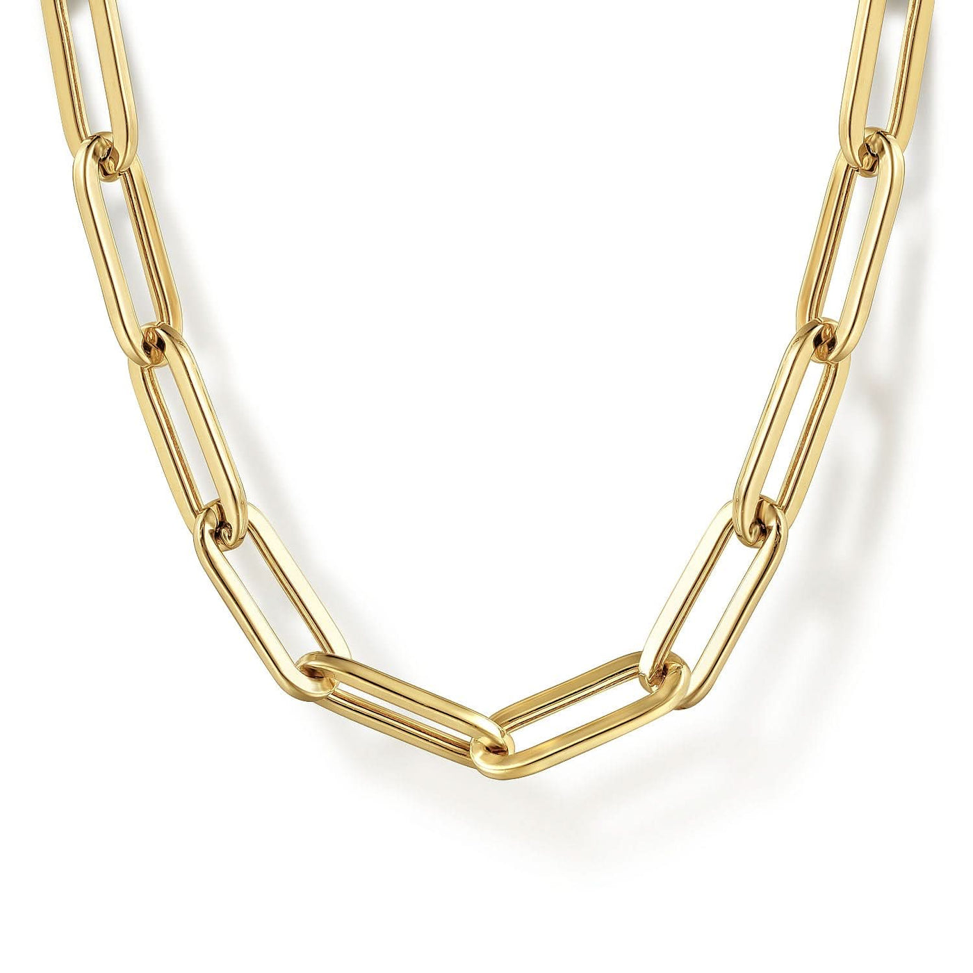 14K Yellow Paper Clip Necklace 17 inch