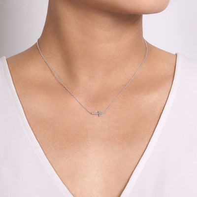 14K White Natural Diamond 17 inch Necklace