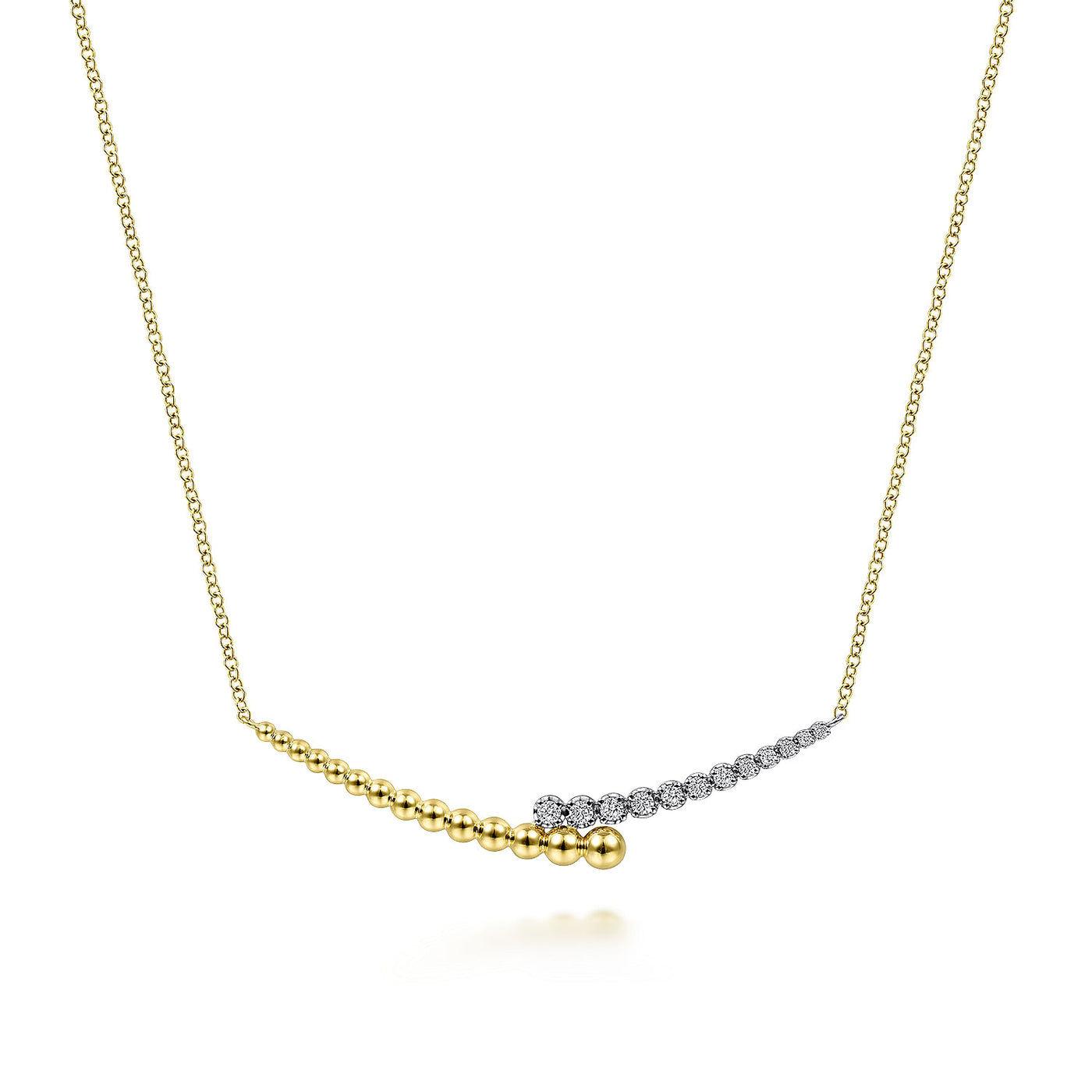 14K Yellow & White Natural Diamond 17.5 inch Necklace