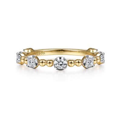 14K Yellow Stackable Natural Diamond Ring Size 6.5