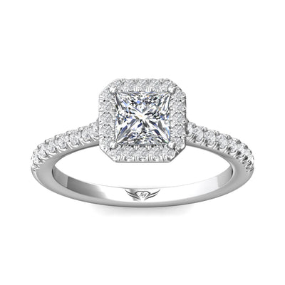 14K White Natural Diamond Semi-Mount Ring that accomodates a 5.00 mm Center