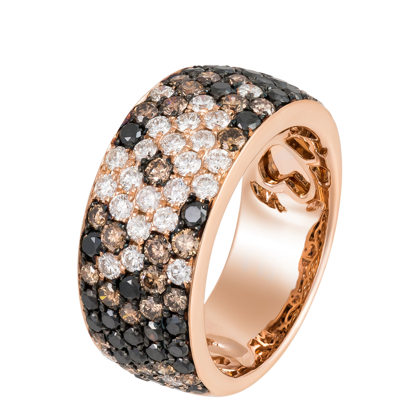 18K Rose Fashion Natural Diamond Ring Size 6.5