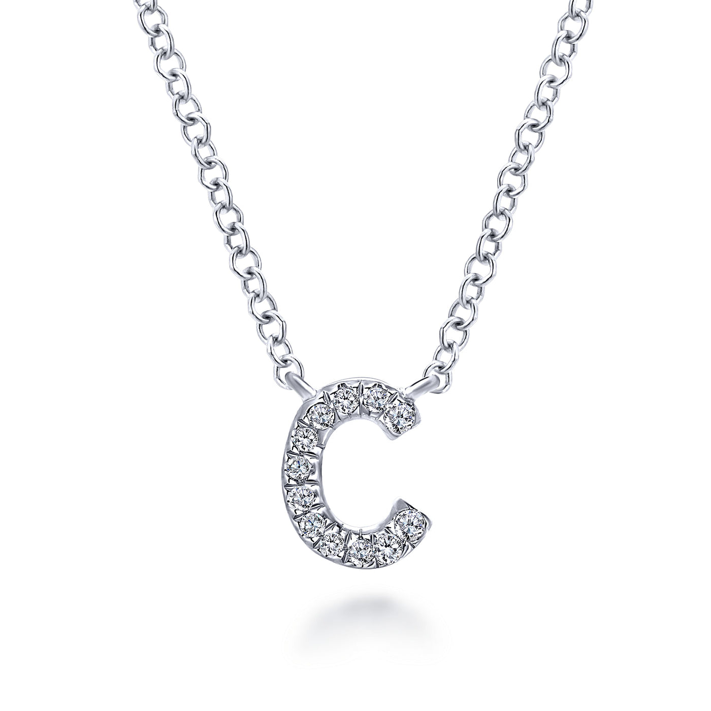 14K White Natural Diamond 17.5 inch Necklace