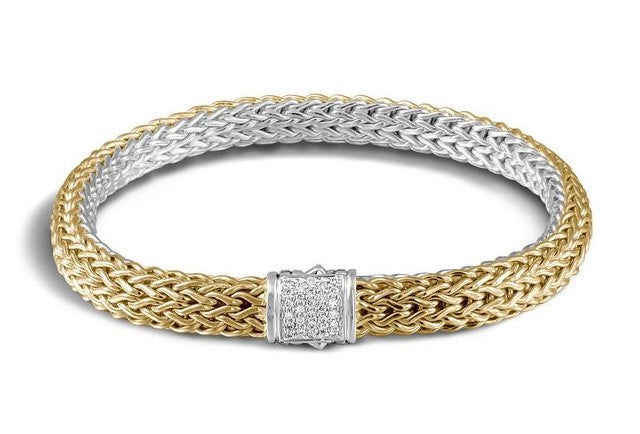 Sterling/18K Yellow Gold Natural Diamond Icon Bracelet