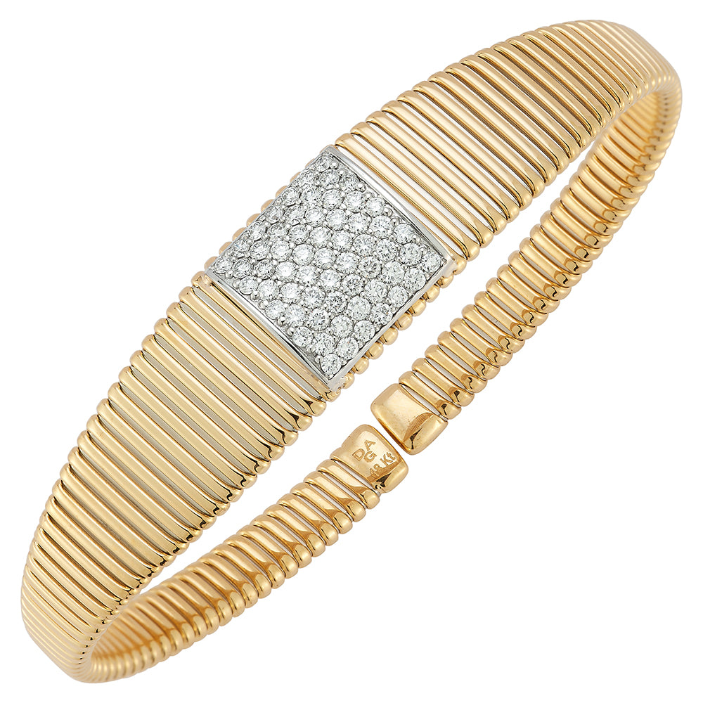 18K Yellow Natural Diamond Cuff Bracelet