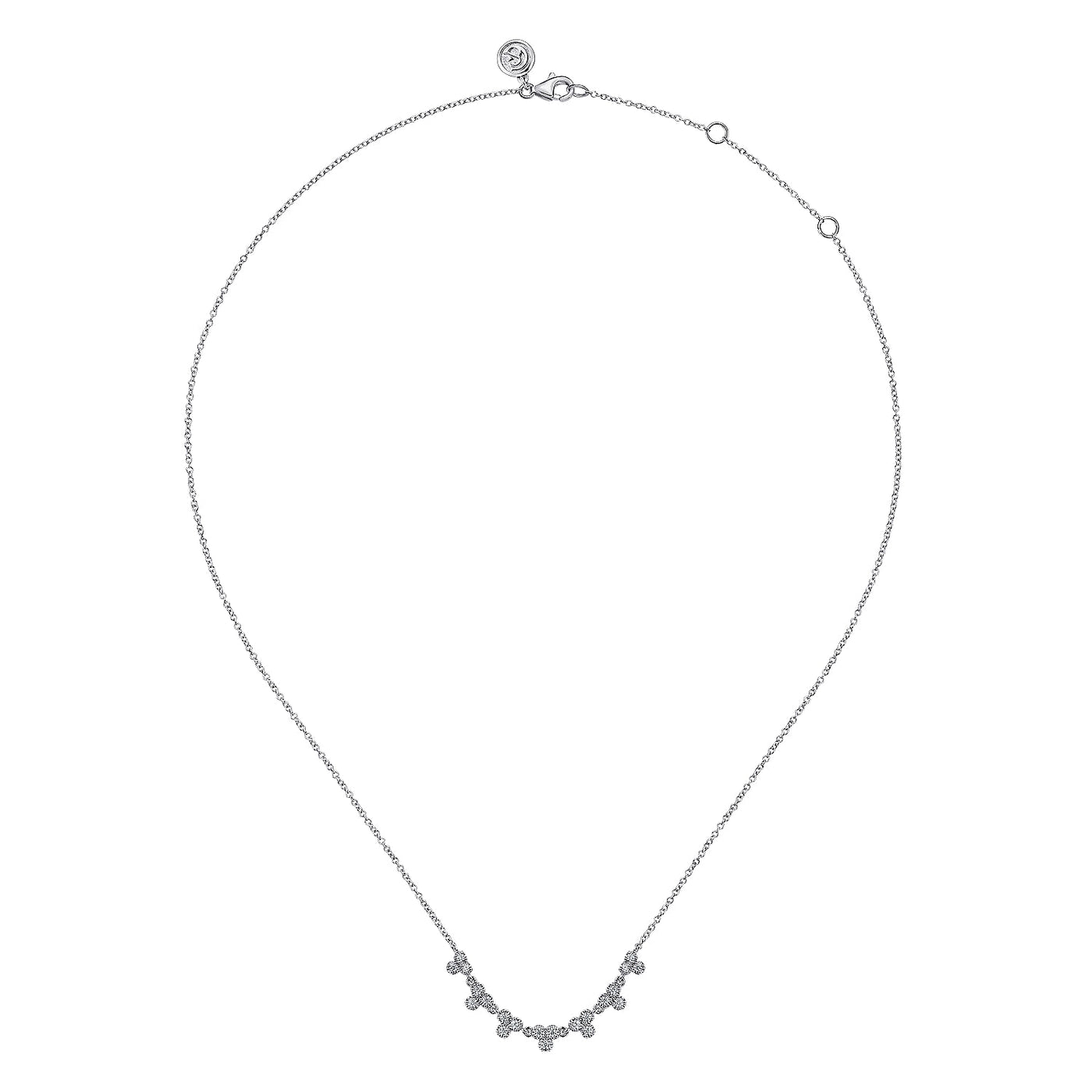 14K White Natural Diamond 17.5 inch Necklace