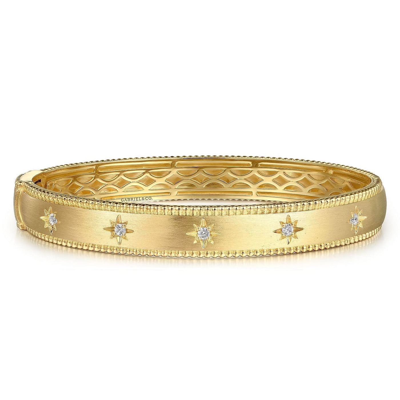 14K Yellow Natural Diamond Bangle Bracelet