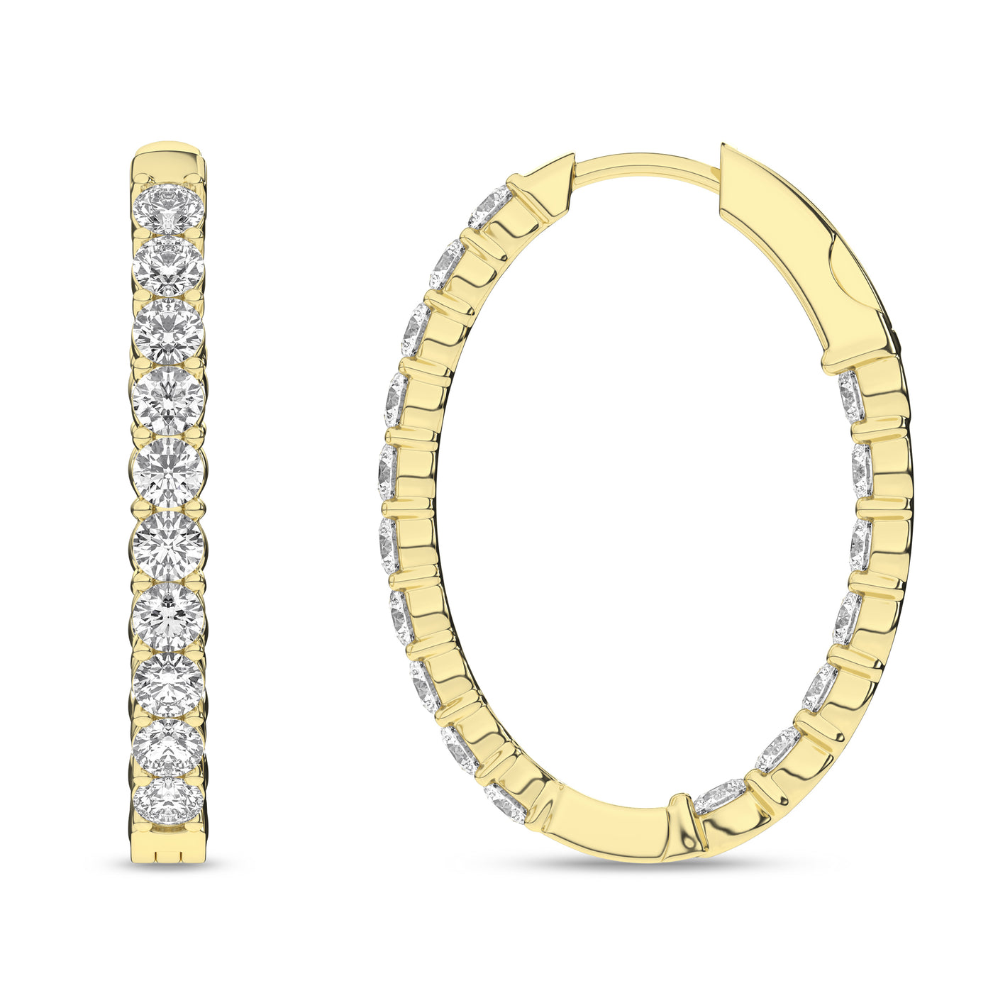 14K Yellow Lab Grown Diamond Hoop Earrings