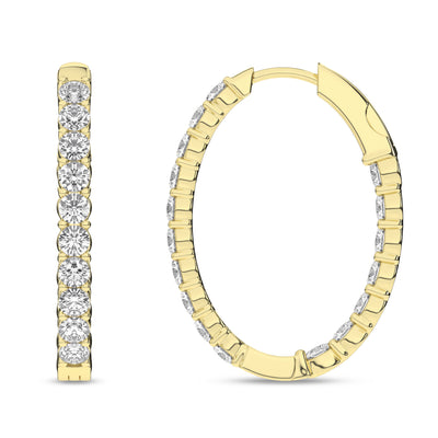 14K Yellow Lab Grown Diamond Hoop Earrings