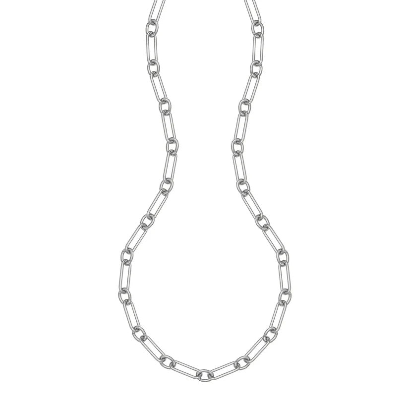 Sterling/Rhodium Finish Link Necklace 17 inch