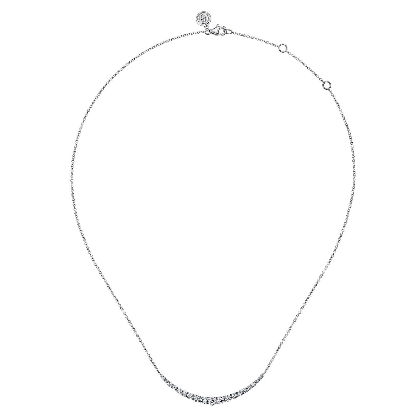 14K White Natural Diamond 17.5 inch Necklace