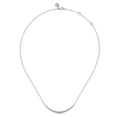 14K White Natural Diamond 17.5 inch Necklace