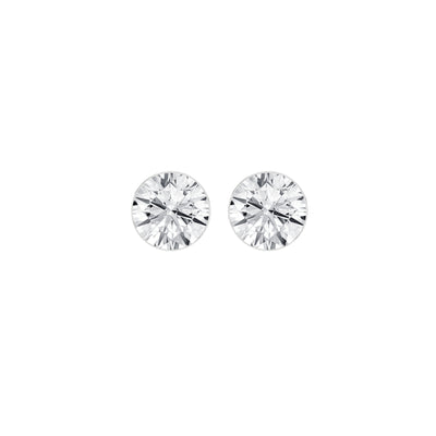 14K White Bezel Lab Grown Diamond Stud Earrings