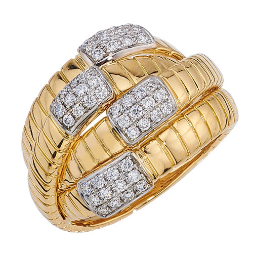 18K Yellow & White Criss Cross Natural Diamond Ring Size 6.5