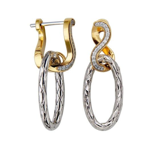 Sterling/14K Yellow Oval Link Earrings with Cubic Zirconium