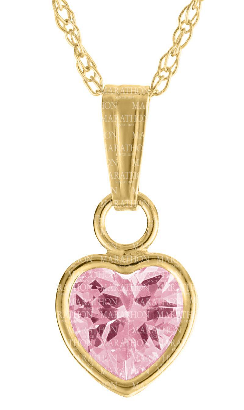 14K Yellow Heart with Pink CZ