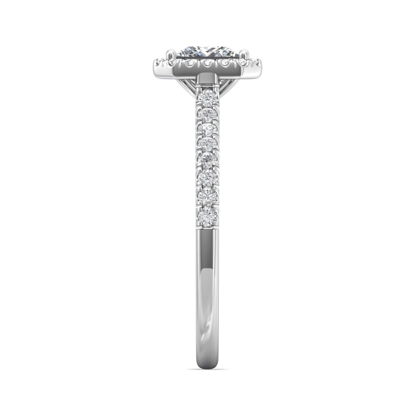 14K White Natural Diamond Semi-Mount Ring that accomodates a 5.00 mm Center