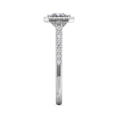 14K White Natural Diamond Semi-Mount Ring that accomodates a 5.00 mm Center
