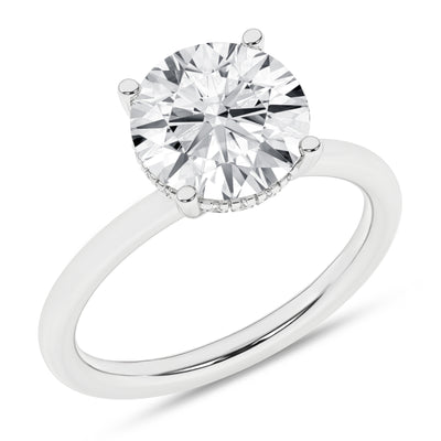 14K White Round Brilliant Cut Lab Grown Diamond Solitaire Engagement Ring