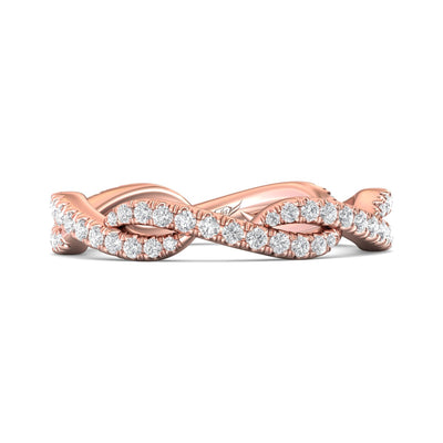 FlyerFit Micropave 18K Pink Gold Wedding Band