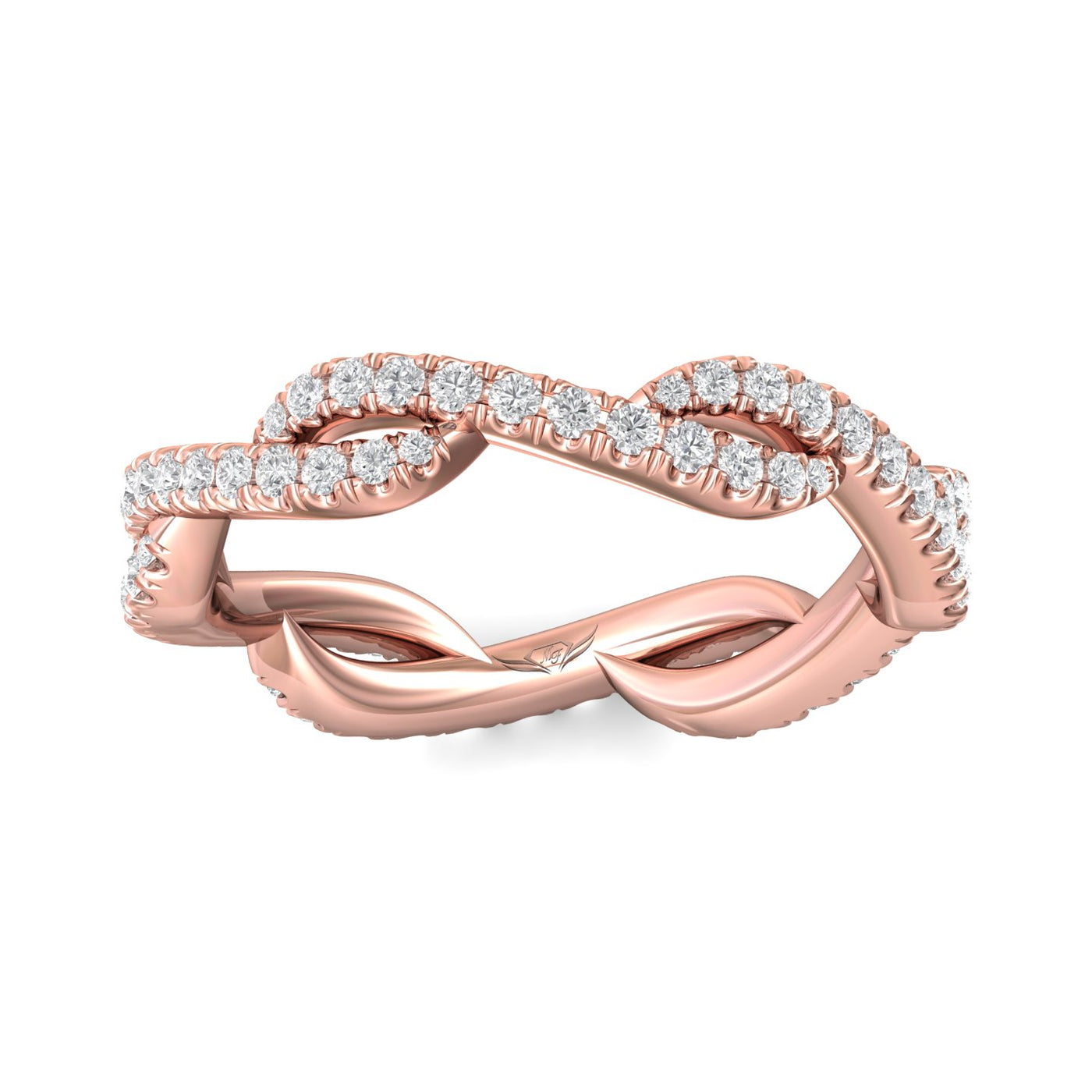 FlyerFit Micropave 18K Pink Gold Wedding Band