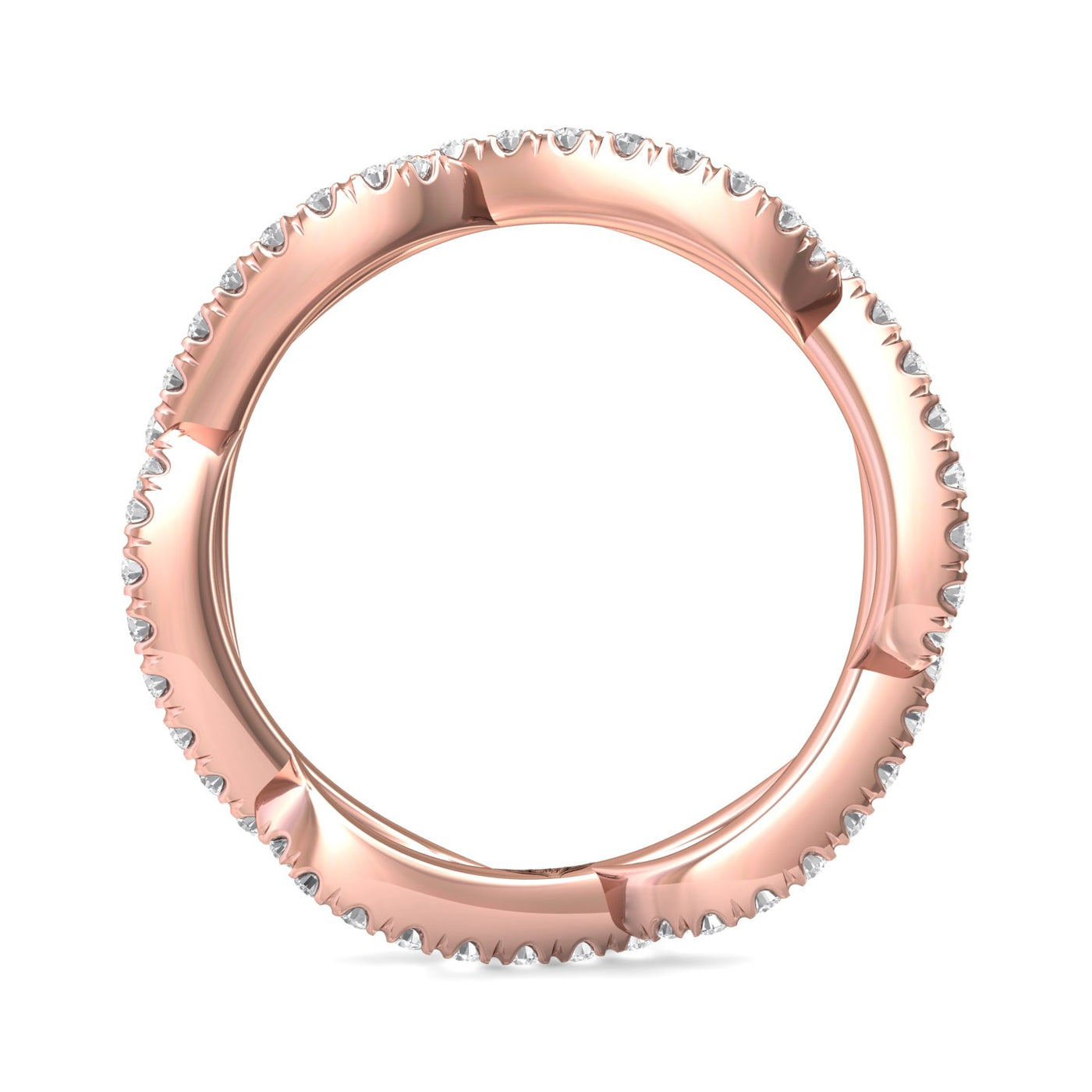 FlyerFit Micropave 18K Pink Gold Wedding Band