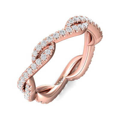 FlyerFit Micropave 18K Pink Gold Wedding Band