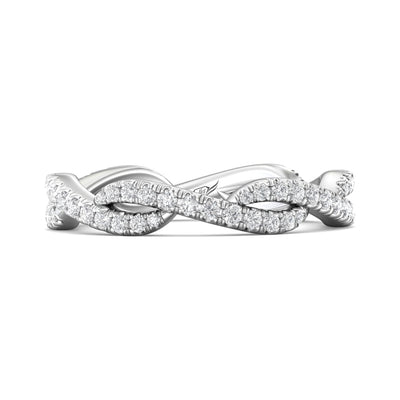 FlyerFit Micropave 18K White Gold Wedding Band