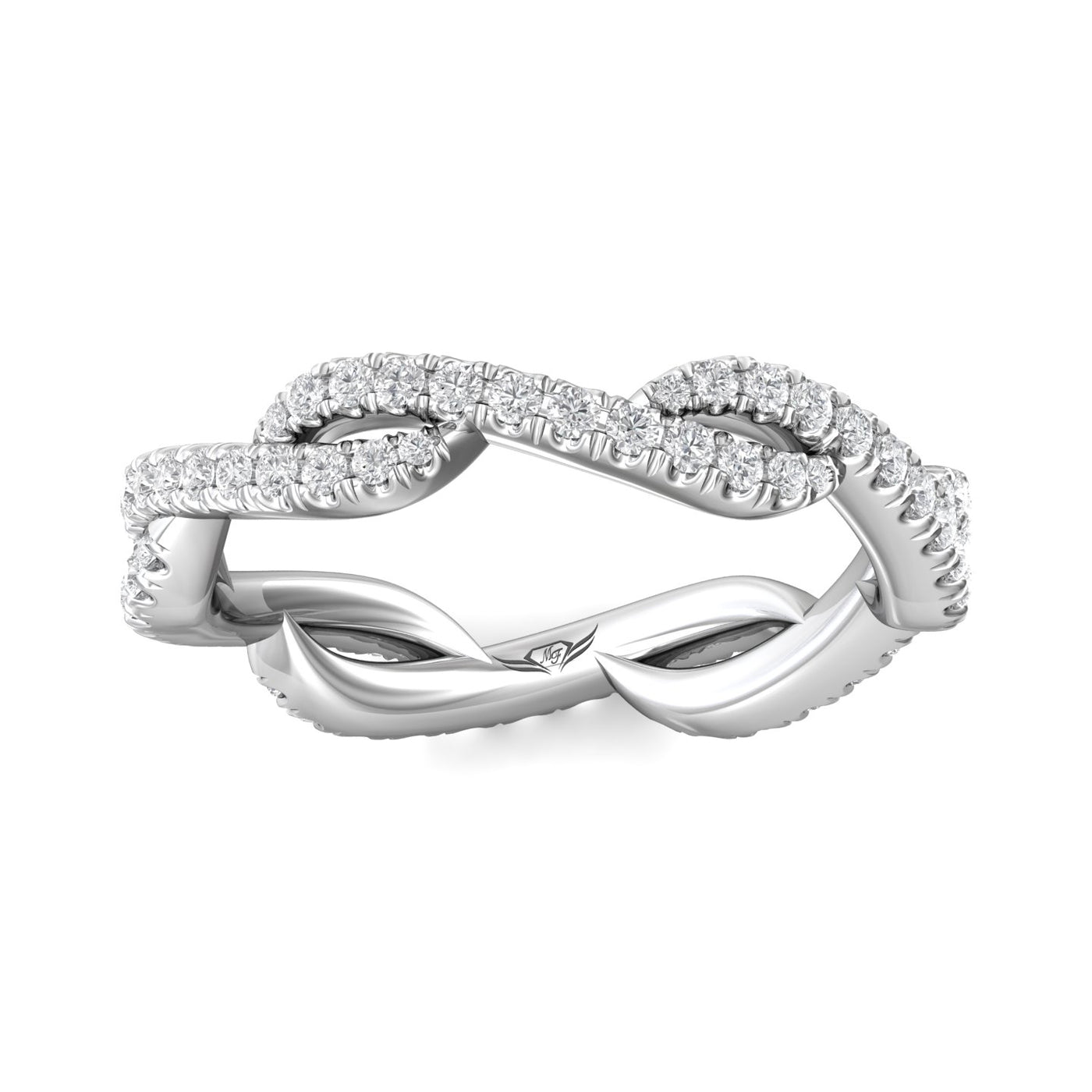 FlyerFit Micropave 18K White Gold Wedding Band