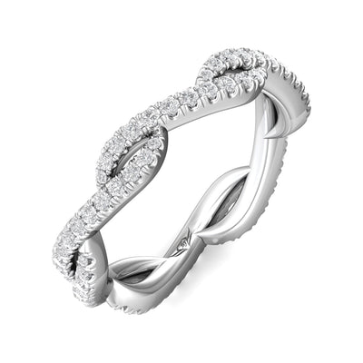 FlyerFit Micropave 18K White Gold Wedding Band